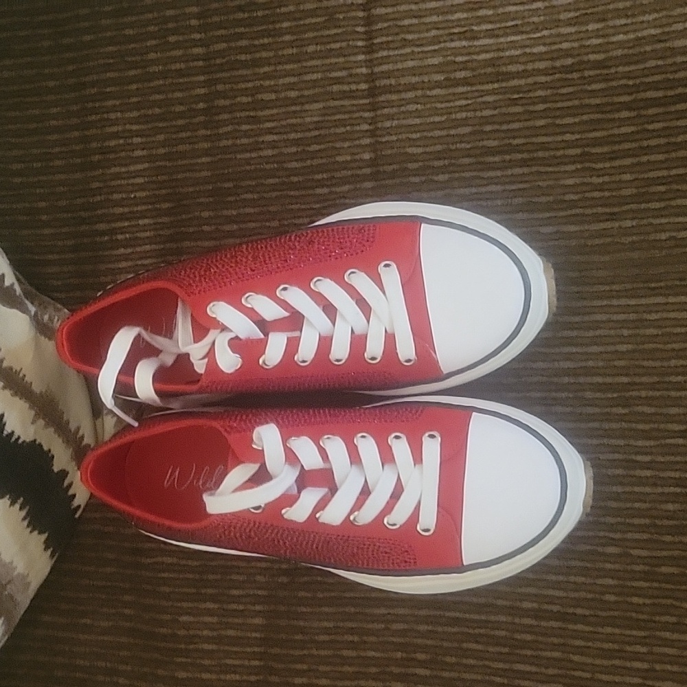 Red bedazzled sneakers